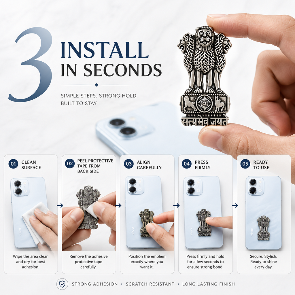 Vivo T5 Lite 5G Compatible Satyamev Jayate 3D Metal Emblem Sticker