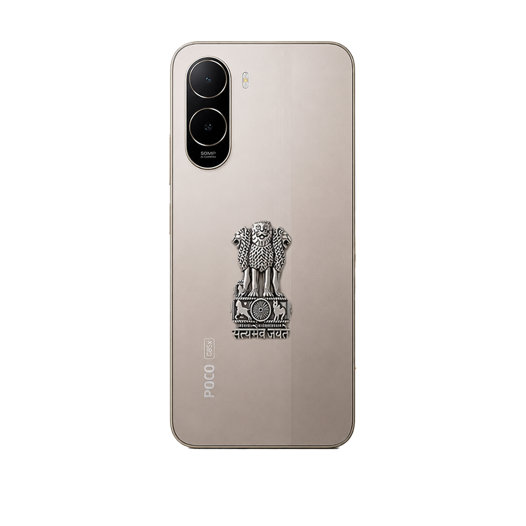 POCO C85x 5G Compatible Satyamev Jayate 3D Metal Emblem Sticker