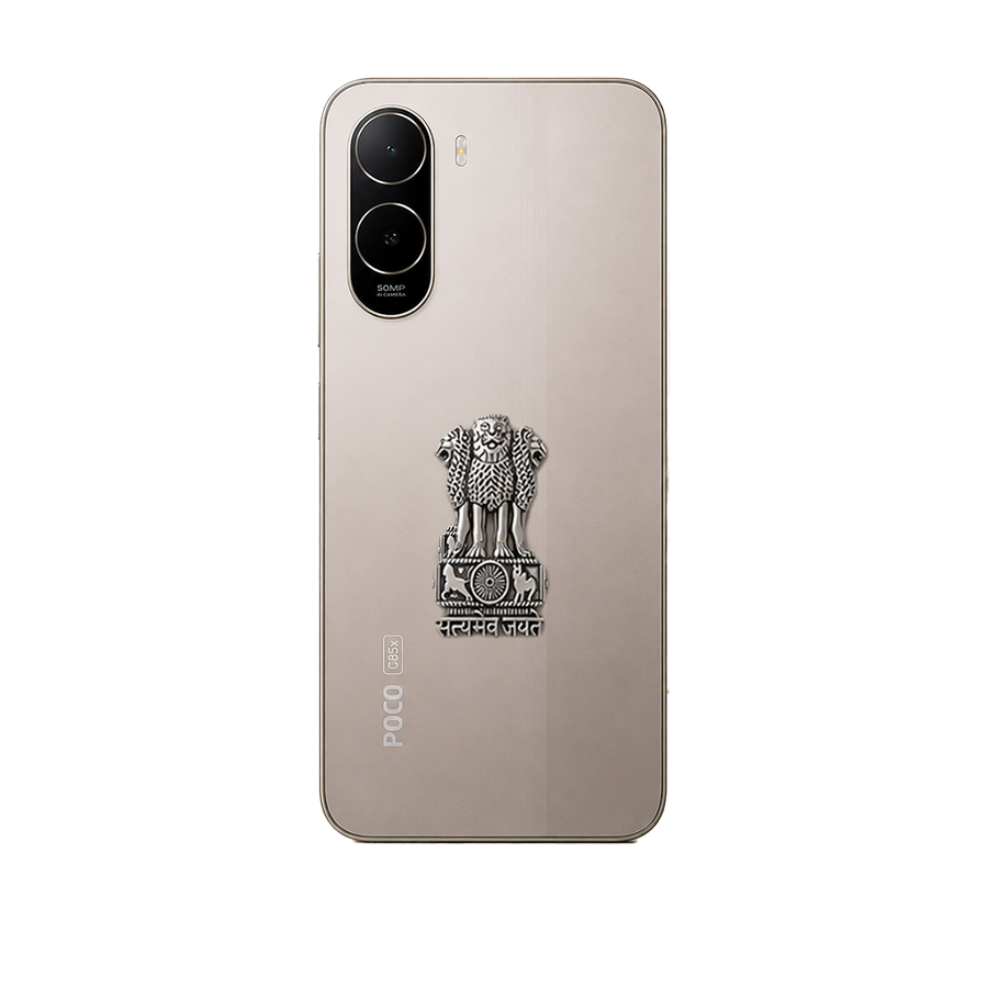 POCO C85x 5G Compatible Satyamev Jayate 3D Metal Emblem Sticker
