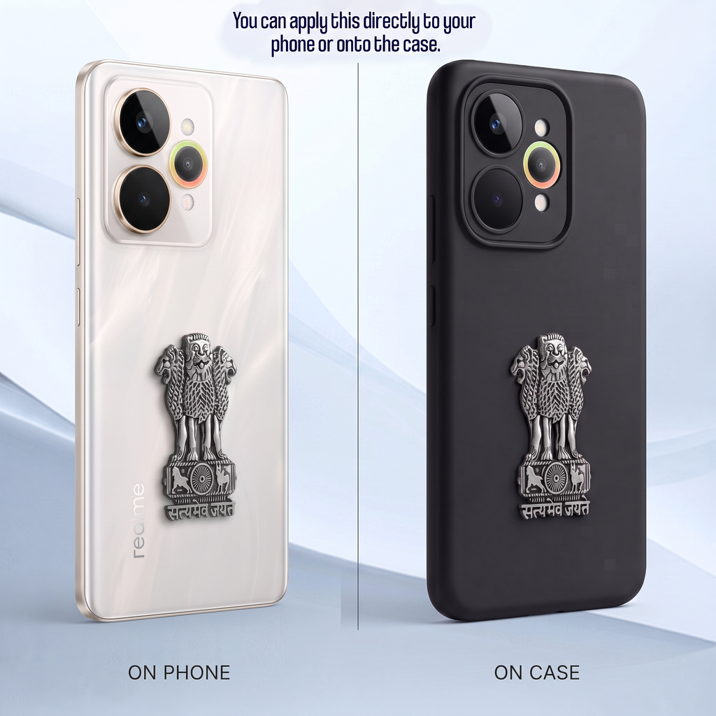Realme 15 5G Compatible Satyamev Jayate 3D Metal Emblem Sticker