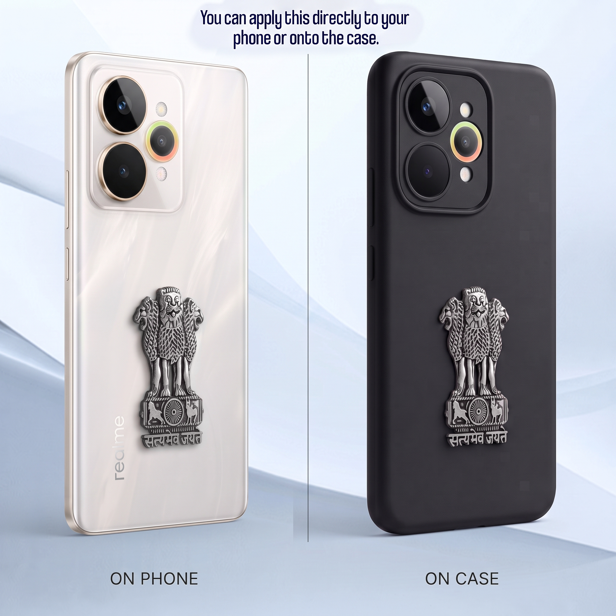 Realme 15 5G Compatible Satyamev Jayate 3D Metal Emblem Sticker