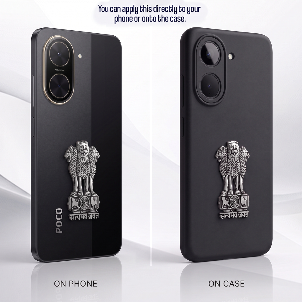 POCO C71 5G Compatible Satyamev Jayate 3D Metal Emblem Sticker