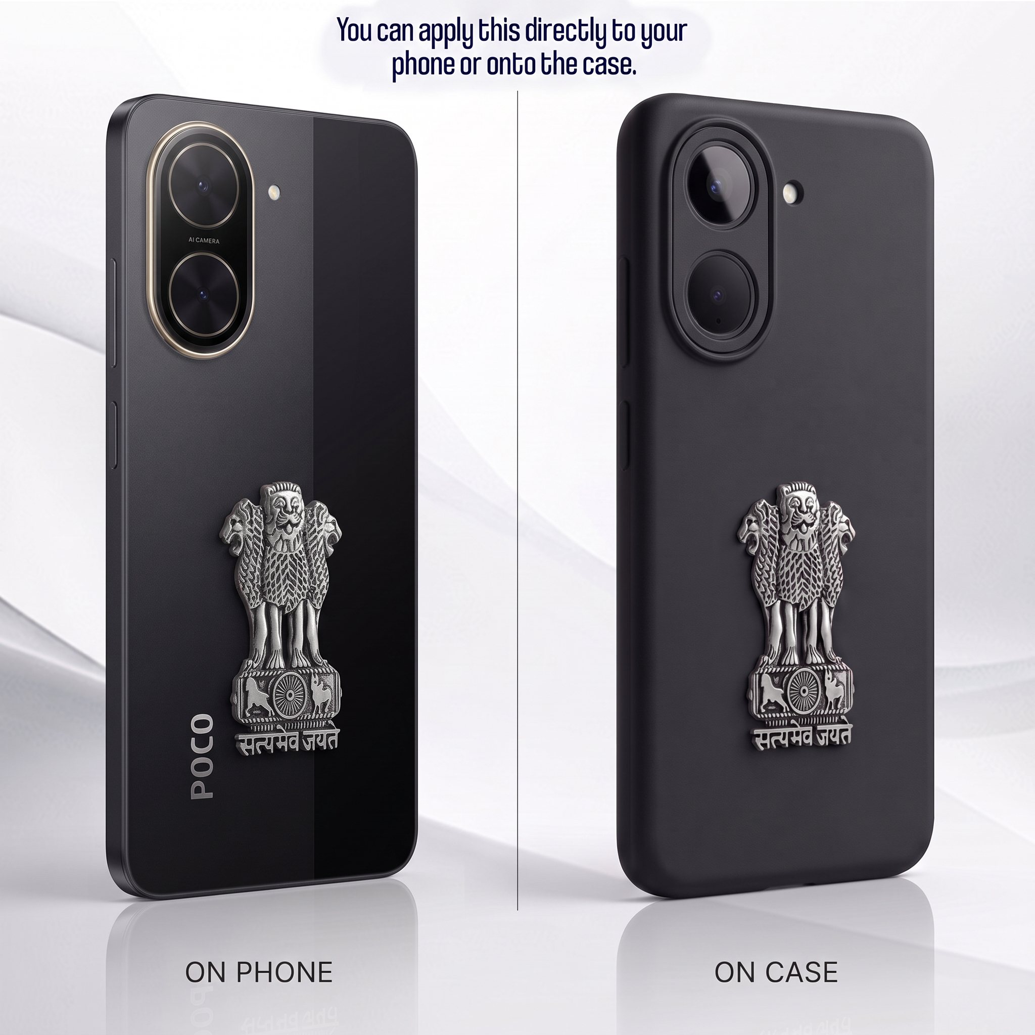 POCO C71 5G Compatible Satyamev Jayate 3D Metal Emblem Sticker