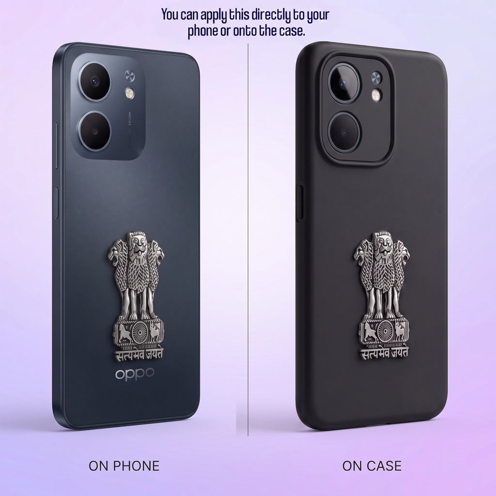 Oppo A5x 5G Compatible Satyamev Jayate 3D Metal Emblem Sticker