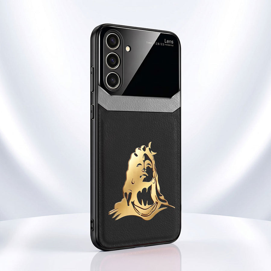 Samsung Galaxy A34 5G Mahadev 3D Gold Metal Leather Back Case