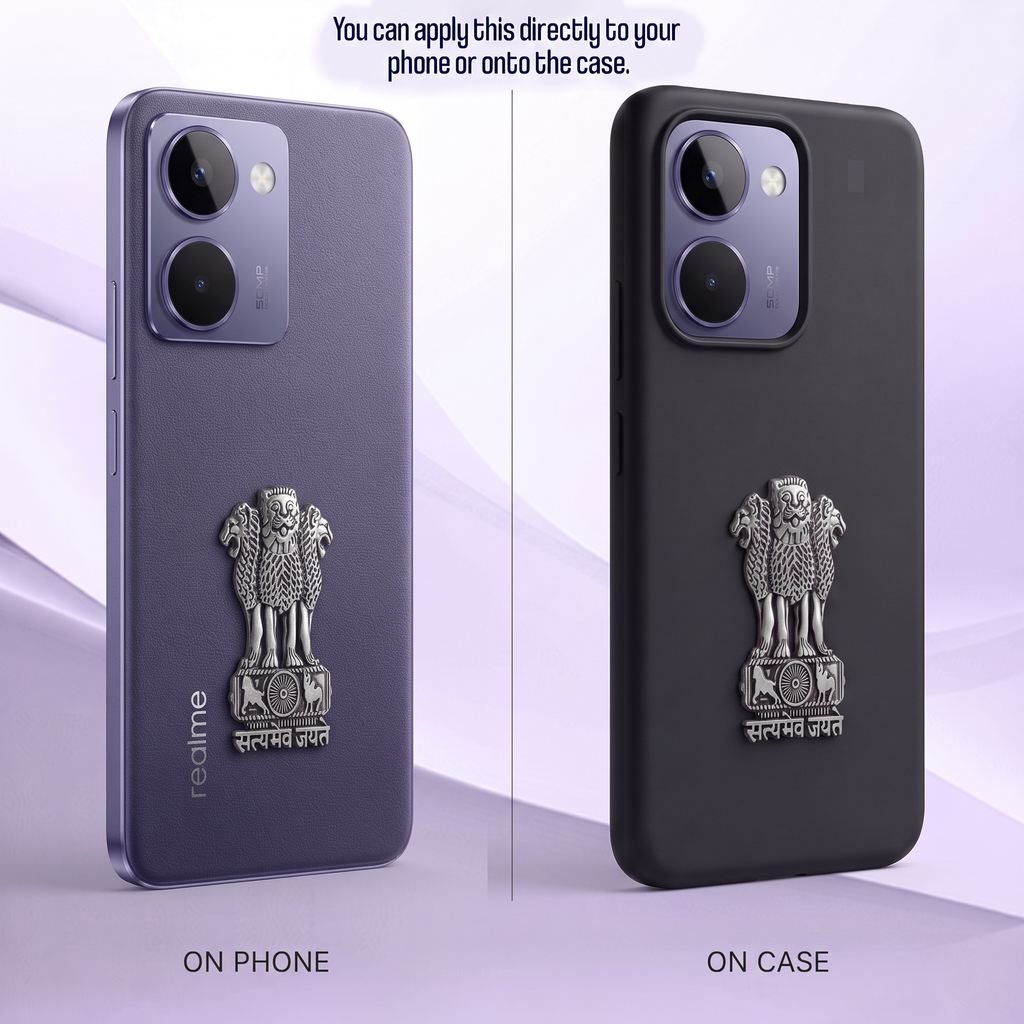 Realme P3 Ultra 5G Compatible Satyamev Jayate 3D Metal Emblem Sticker