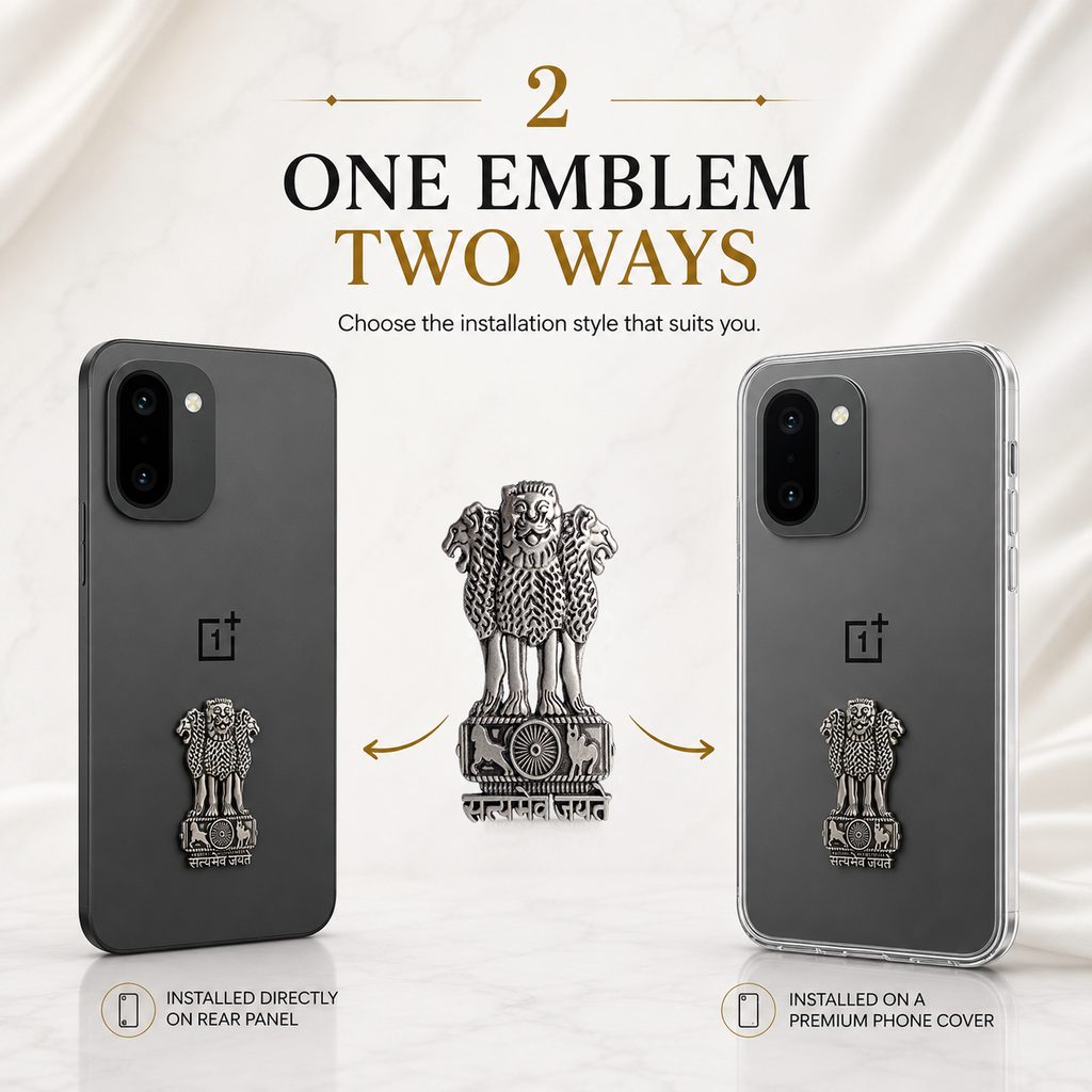 OnePlus 15R 5G Compatible Satyamev Jayate 3D Metal Emblem Sticker