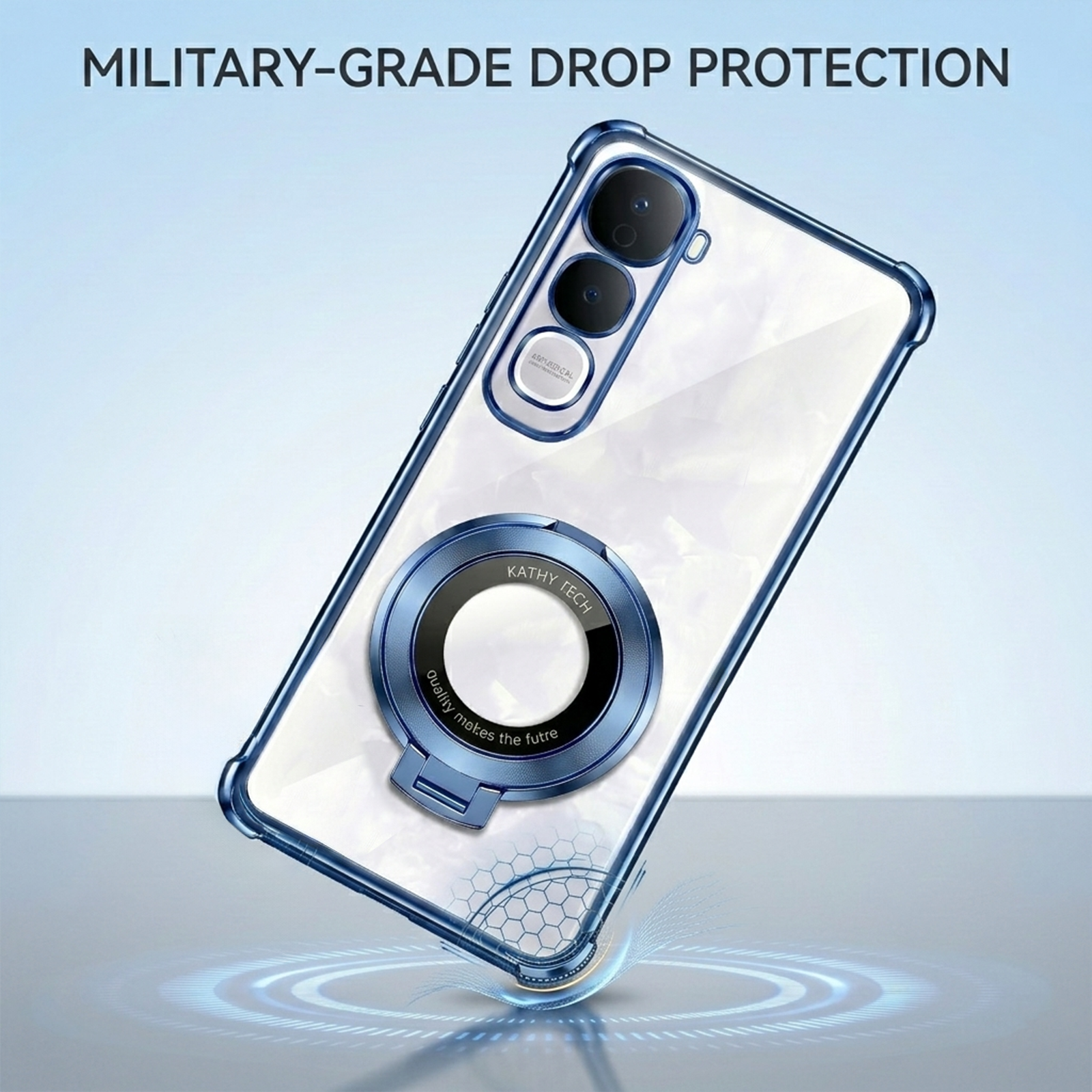 Vivo Y400 Pro 5G Original Luxury Magnifier Ring Stand Shockproof Airbags Corner Case