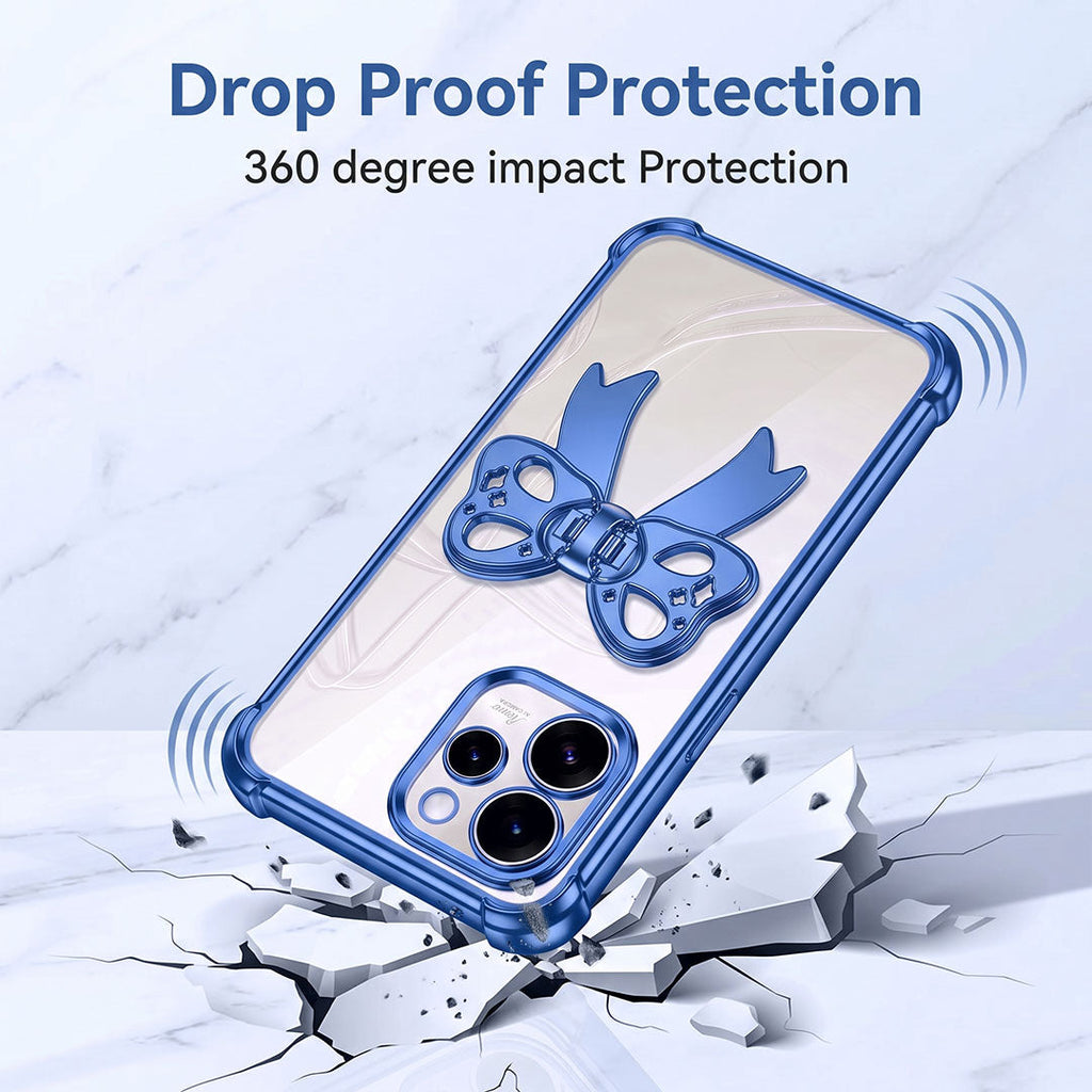 Oppo Reno 15 Pro Mini 5G Stylish Bow Knot Stand Transparent Shockproof Airbag Phone Case