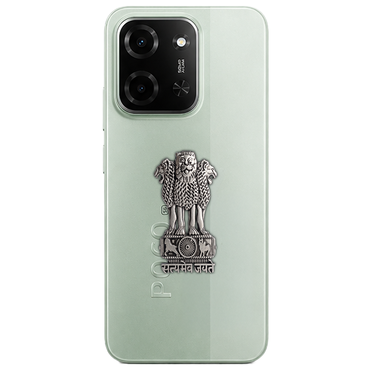 POCO C85 5G Compatible Satyamev Jayate 3D Metal Emblem Sticker