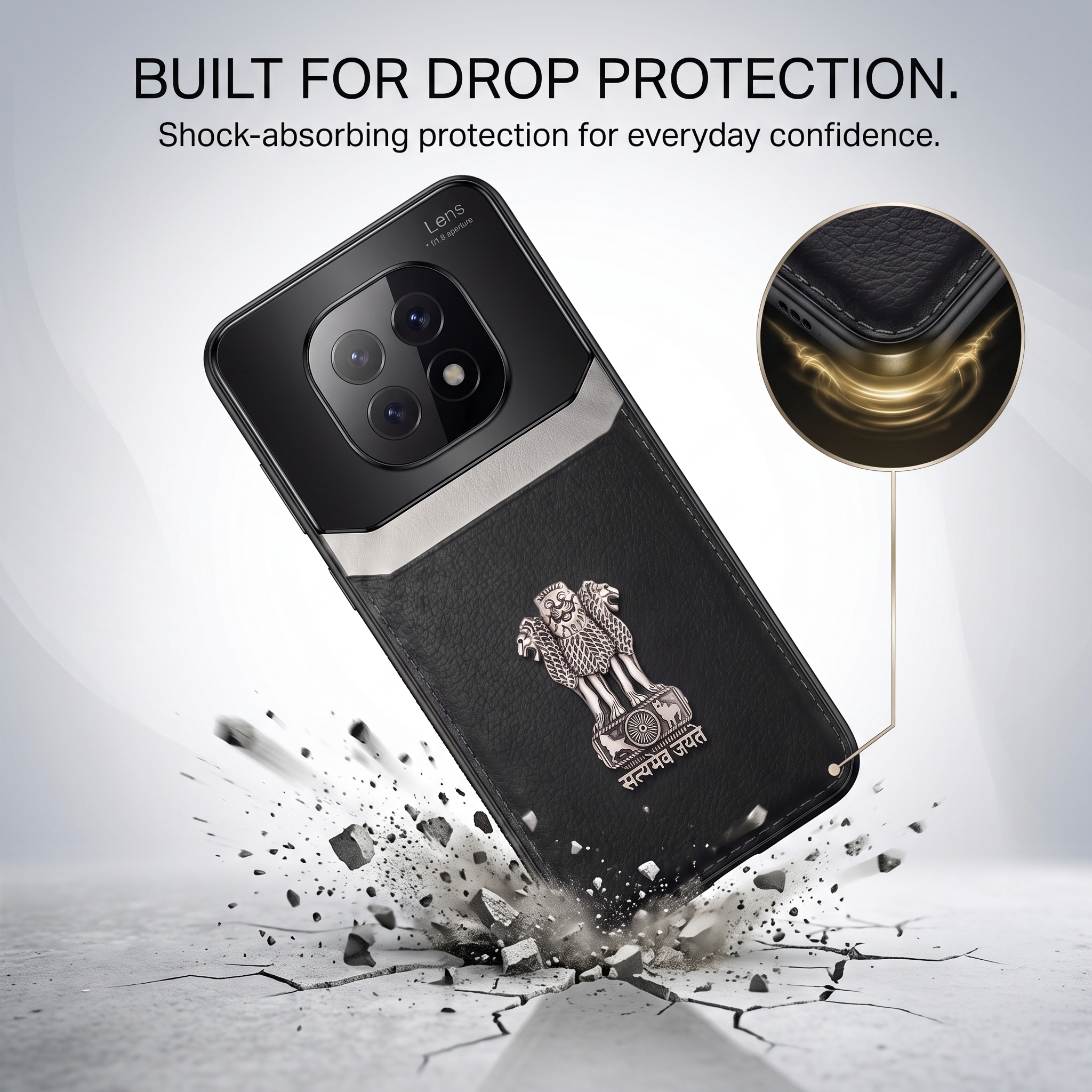 Oppo F29 Pro 5G Satyamev Jayate 3D Metal Leather Back Case
