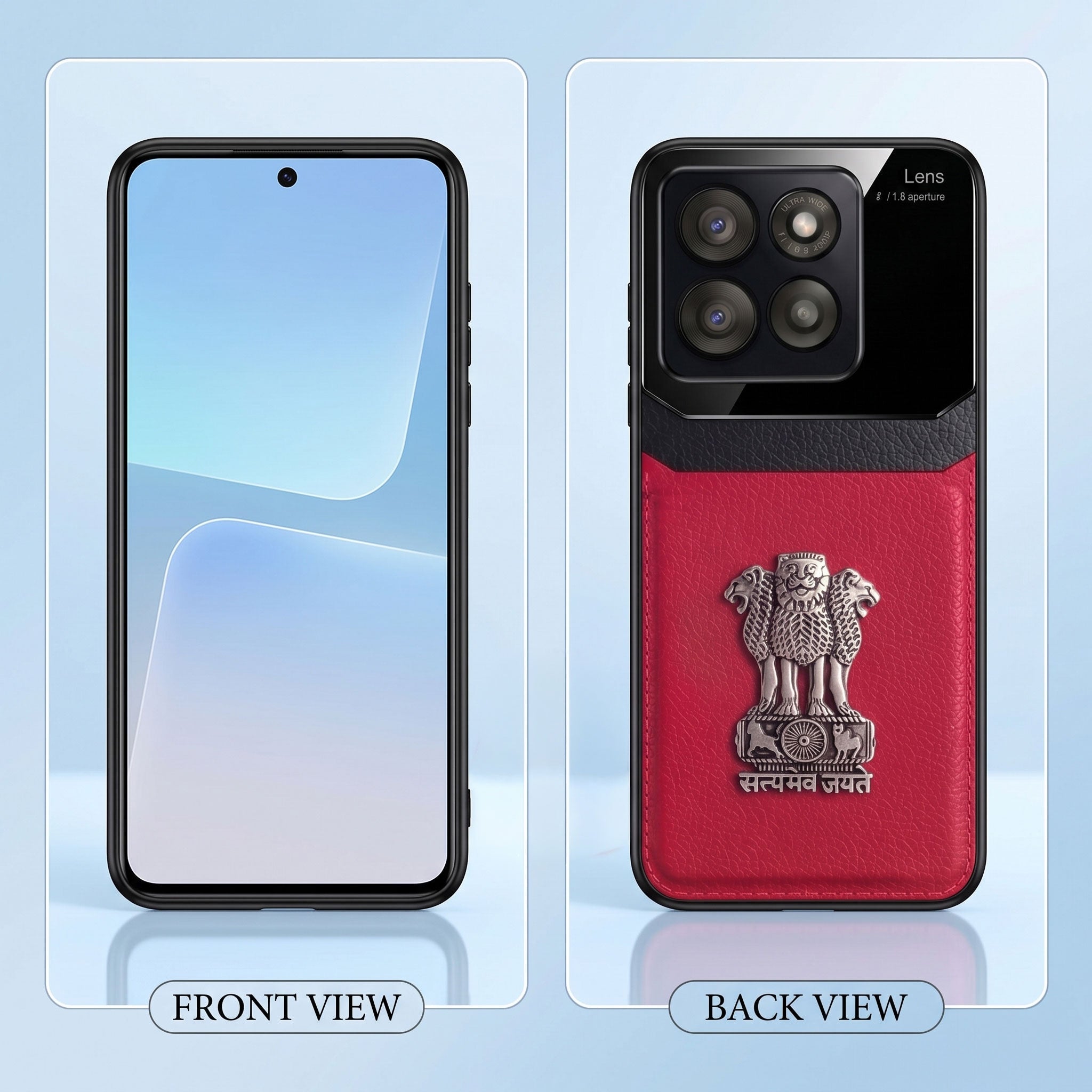 Motorola Edge 60 Pro 5G Satyamev Jayate 3D Metal Leather Back Case
