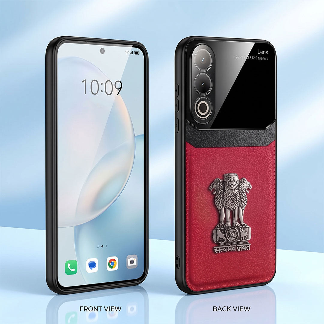 Oppo K12x 5G Satyamev Jayate 3D Metal Leather Back Case