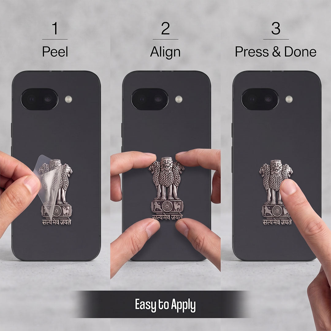 Google Pixel 9a 5G Compatible Satyamev Jayate 3D Metal Emblem Sticker
