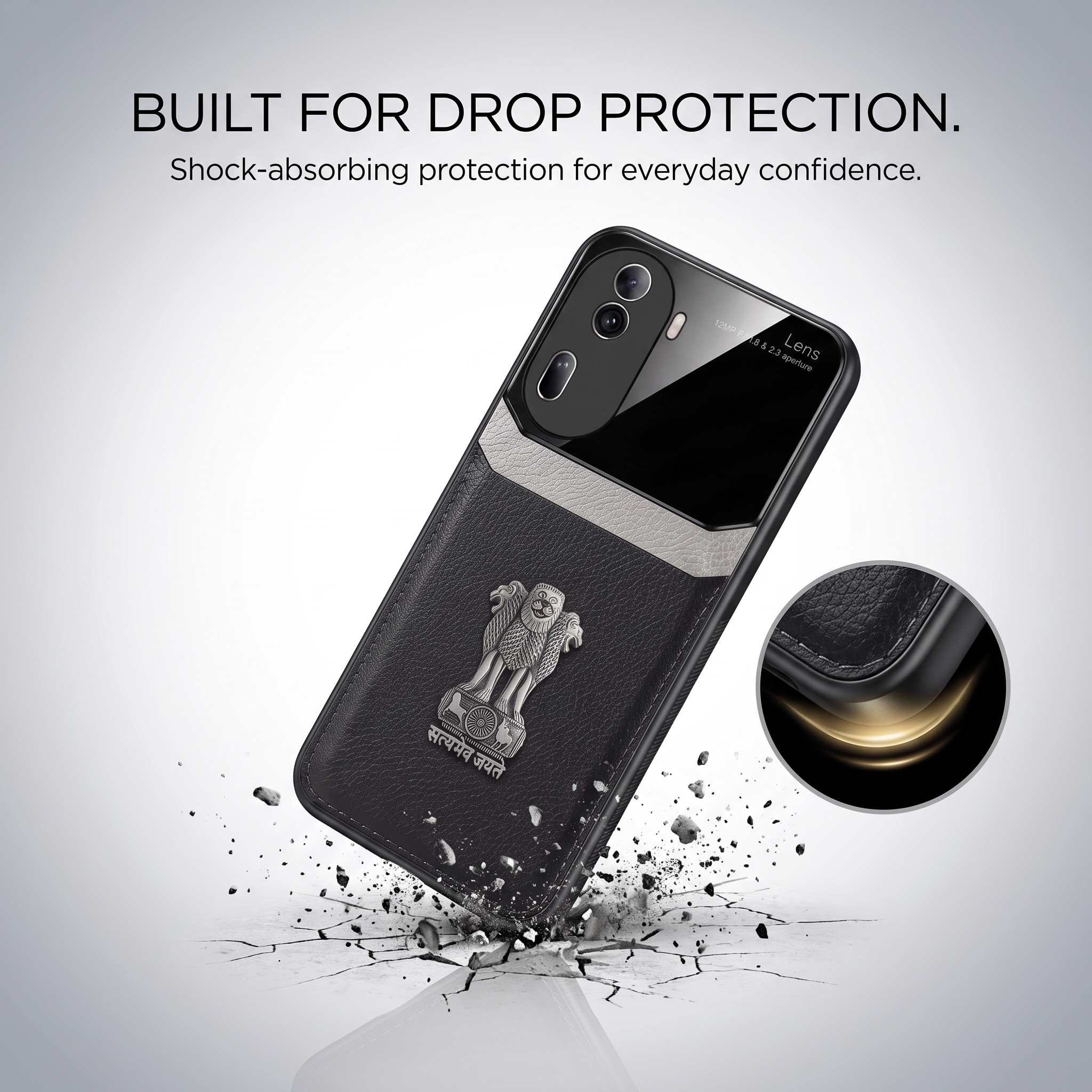 Oppo Reno 11 Pro 5G Satyamev Jayate 3D Metal Leather Back Case