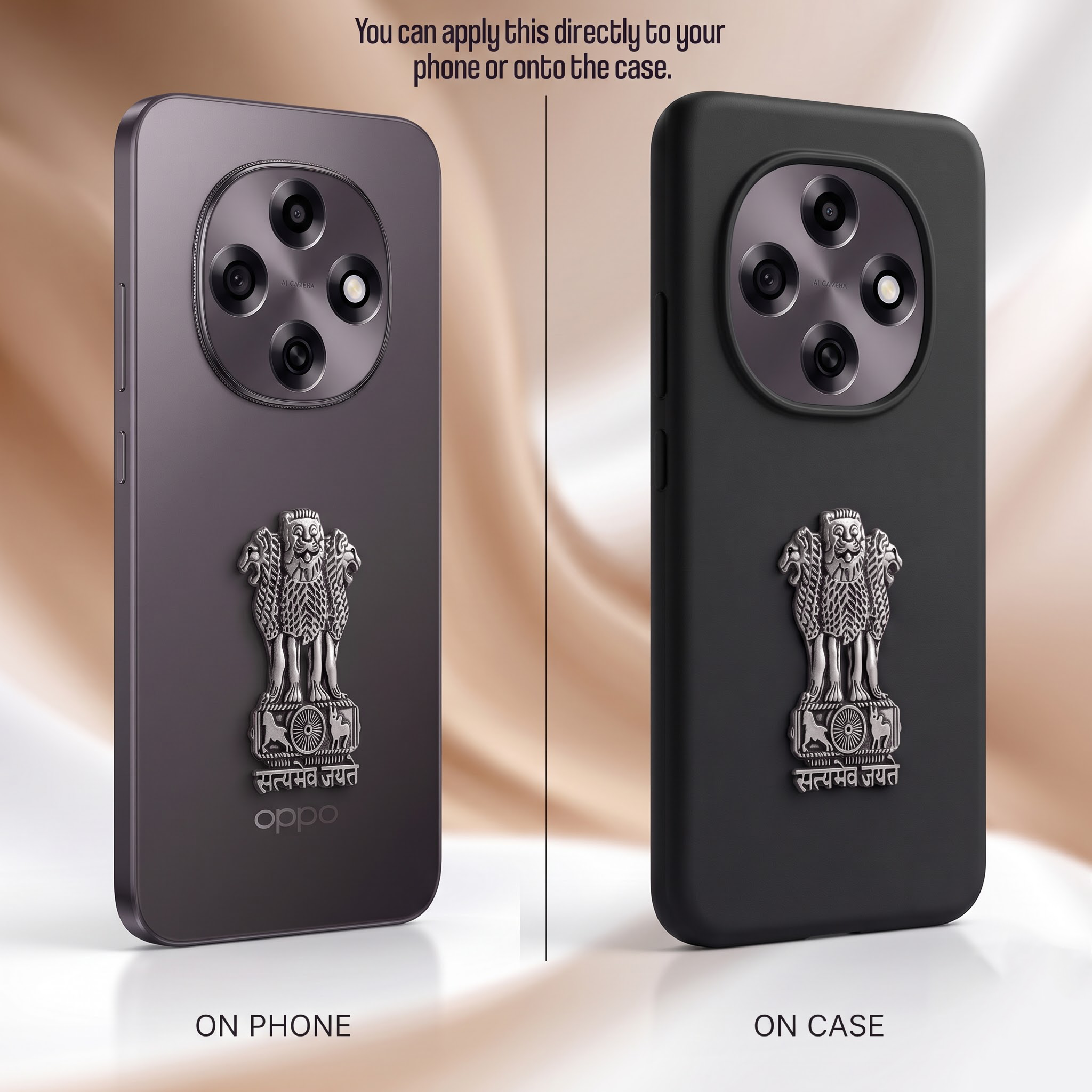 Oppo F31 Pro 5G Compatible Satyamev Jayate 3D Metal Emblem Sticker