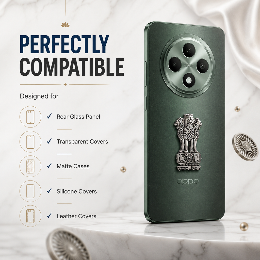 Oppo F27 5G Compatible Satyamev Jayate 3D Metal Emblem Sticker