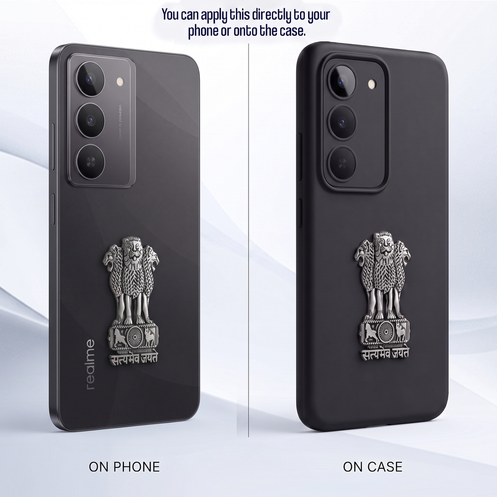 Realme 14X 5G Compatible Satyamev Jayate 3D Metal Emblem Sticker