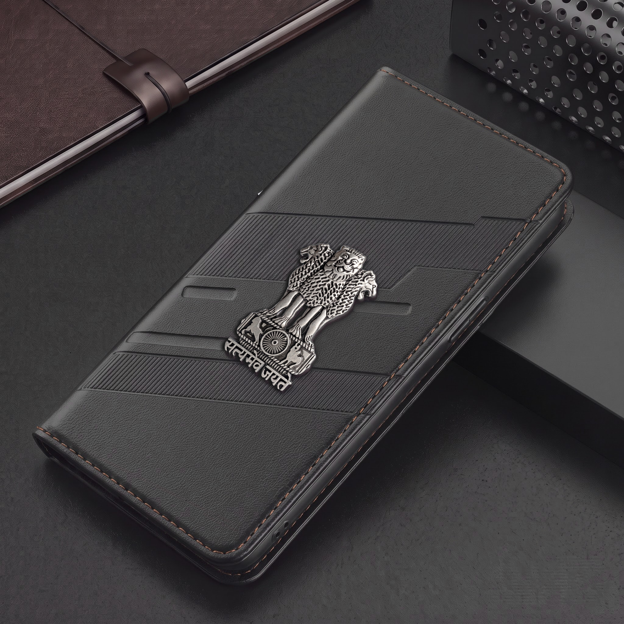 Vivo T4 5G Satyamev Jayate 3D Emblem Magnetic Flip Wallet Case
