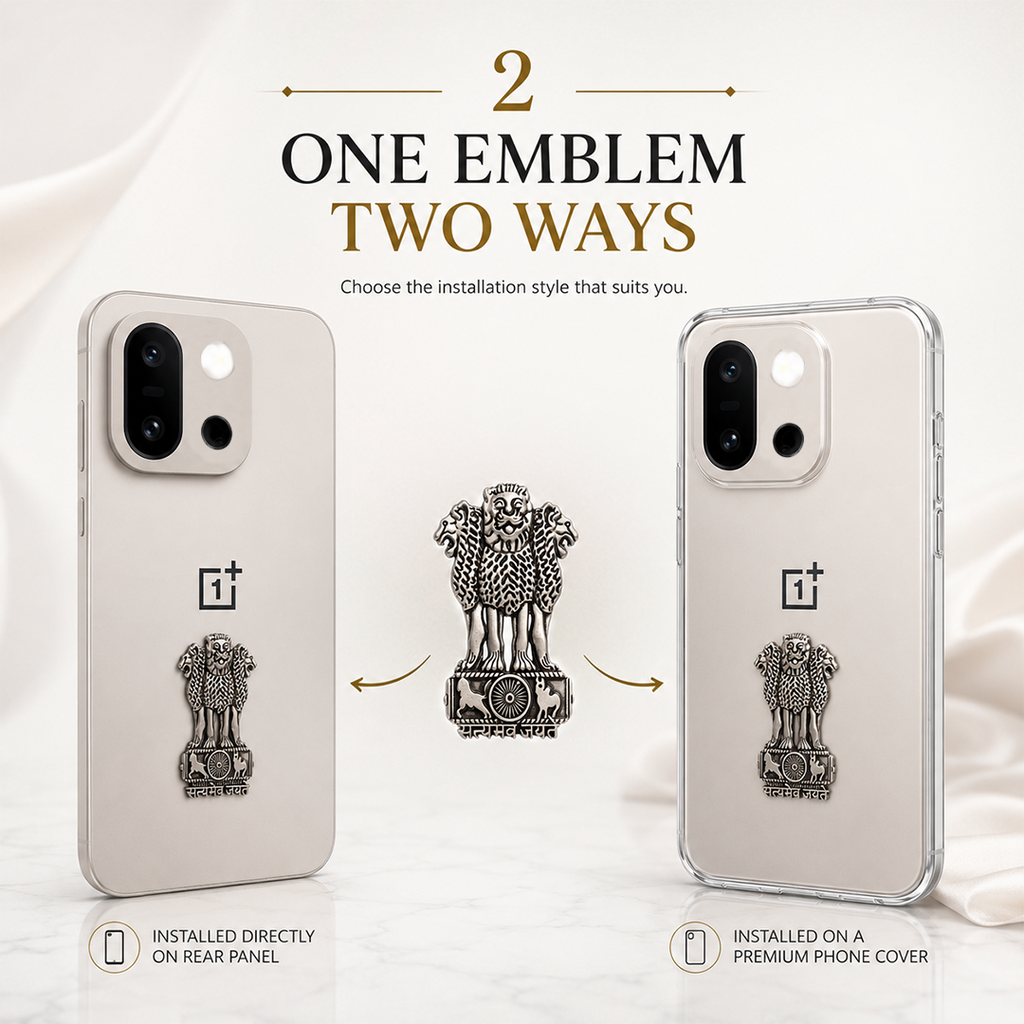 OnePlus 13s 5G Compatible Satyamev Jayate 3D Metal Emblem Sticker