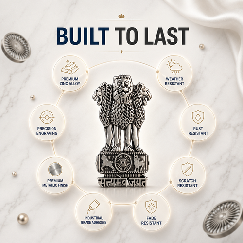iQOO Z10R 5G Compatible Satyamev Jayate 3D Metal Emblem Sticker