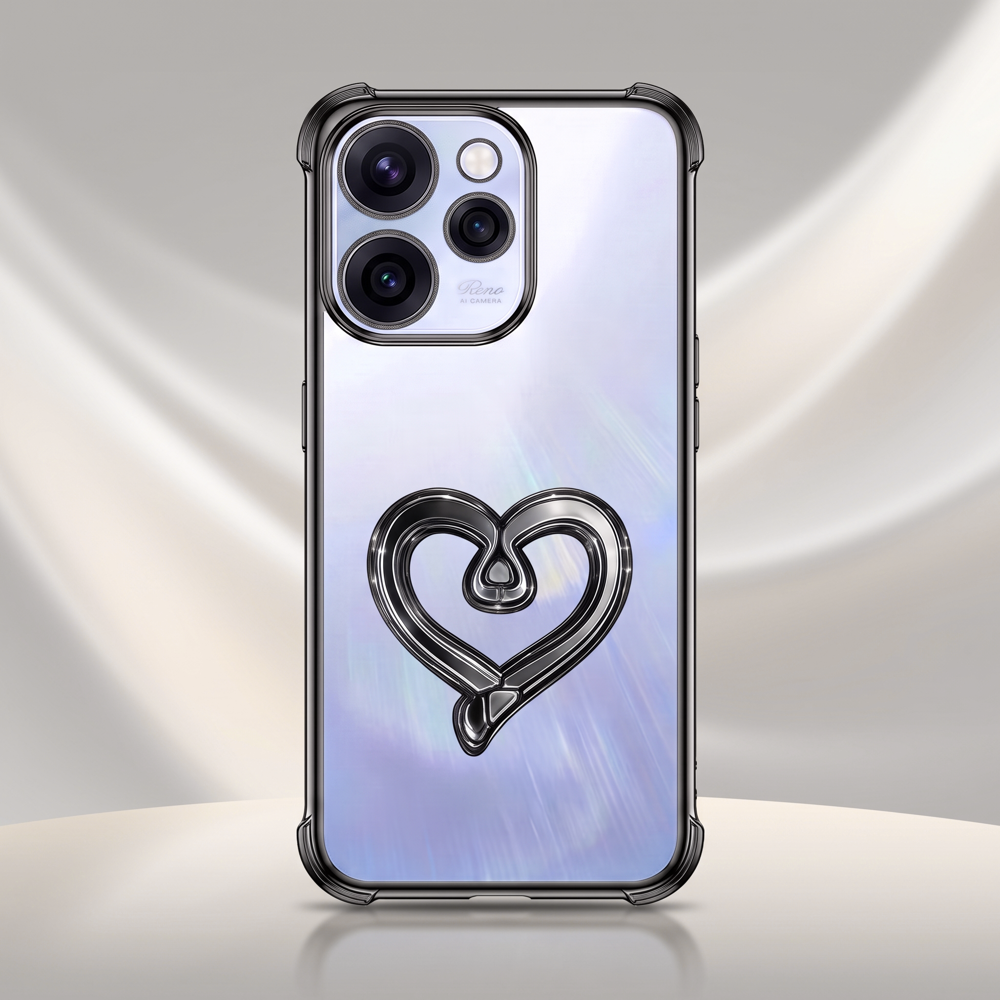 Oppo Reno 15 Pro Mini 5G Premium Heart Stand Transparent Shockproof Airbag Phone Case