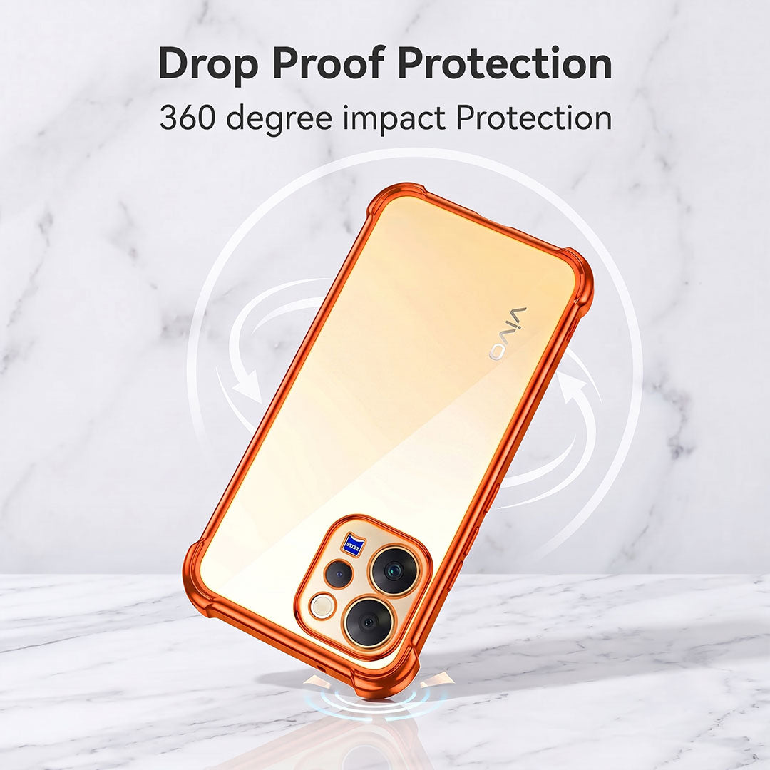 Vivo V70 5G Premium Shockproof Transparent Airbag Cosmic Orange Case