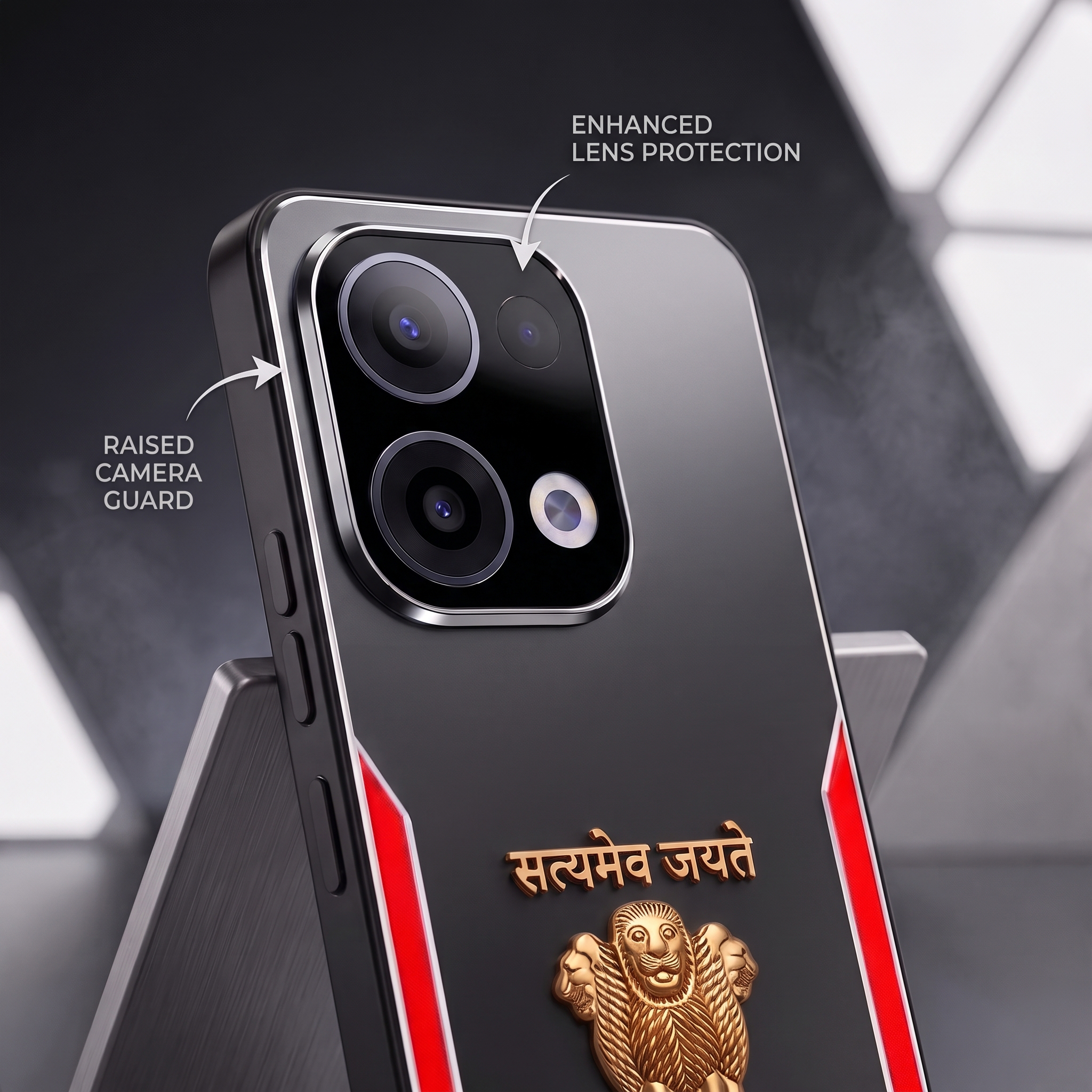 Oppo Reno 13 5G Satyamev Jayate 3D Metal Aluminium Back Case