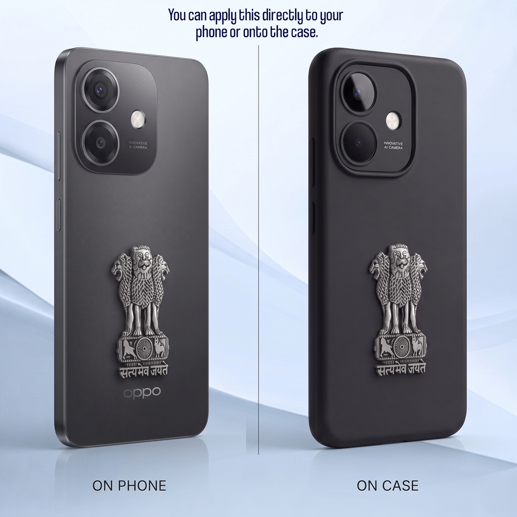 Oppo A3x 5G Compatible Satyamev Jayate 3D Metal Emblem Sticker