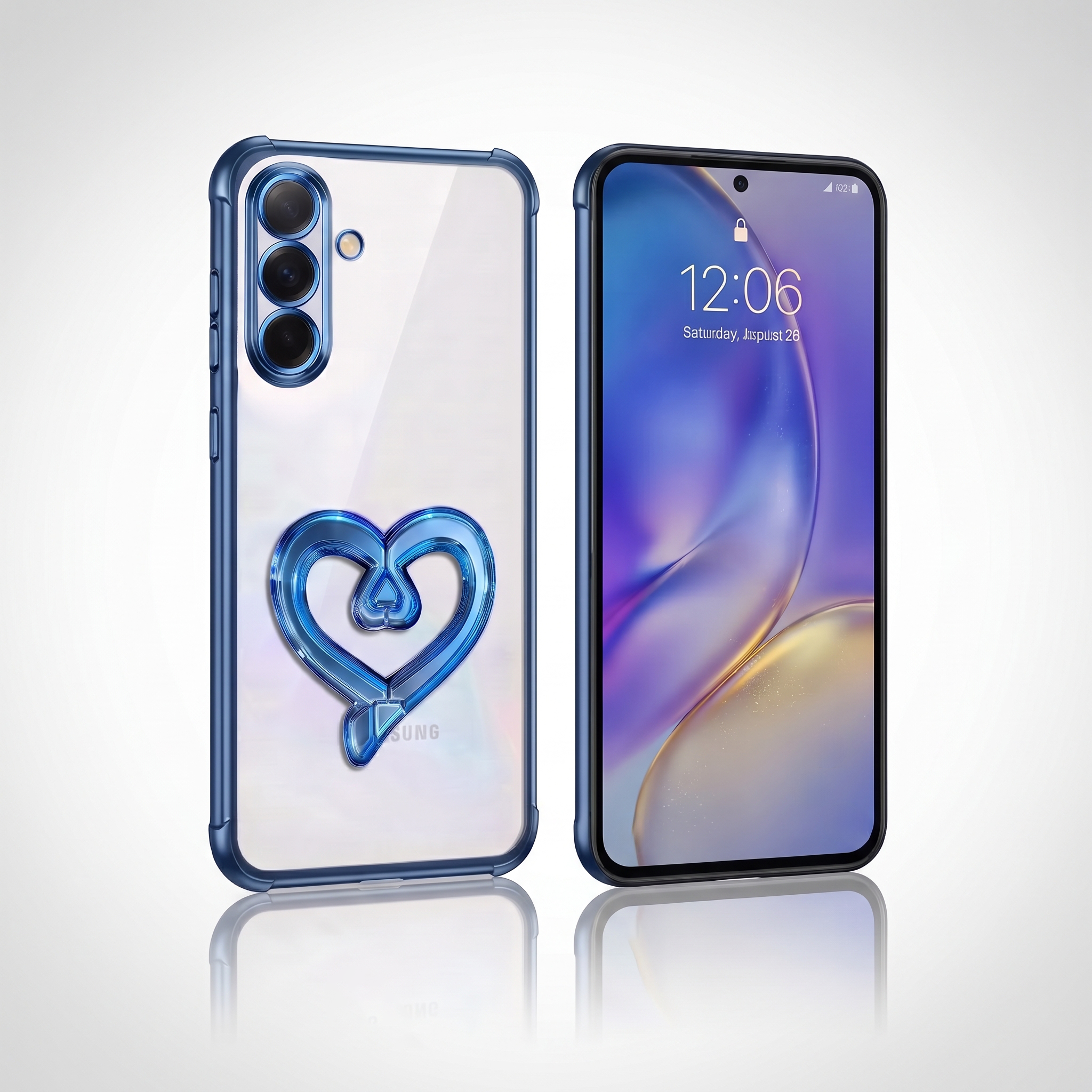 Samsung Galaxy A16 5G Premium Heart Stand Transparent Shockproof Airbag Phone Case