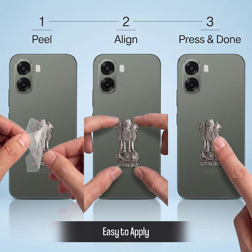 Oppo A6x 5G Compatible Satyamev Jayate 3D Metal Emblem Sticker