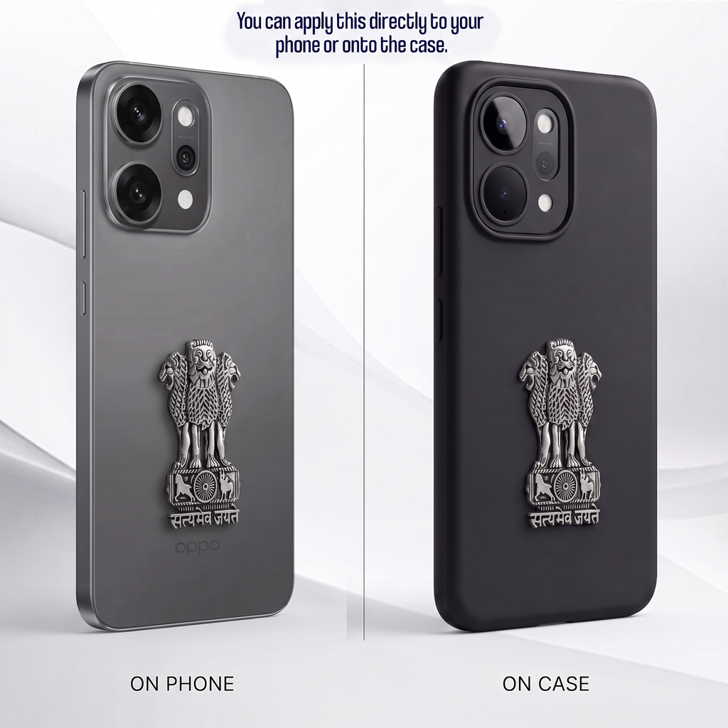 OPPO Reno 14 Pro 5G Compatible Satyamev Jayate 3D Metal Emblem Sticker