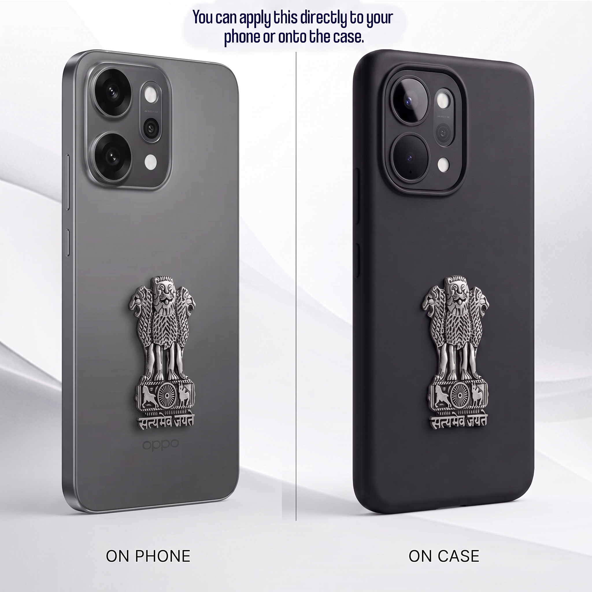 OPPO Reno 14 Pro 5G Compatible Satyamev Jayate 3D Metal Emblem Sticker