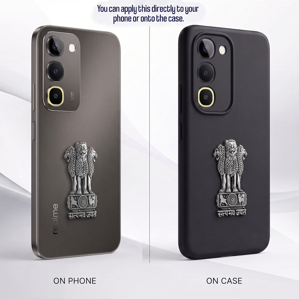 Realme P4R 5G Compatible Satyamev Jayate 3D Metal Emblem Sticker