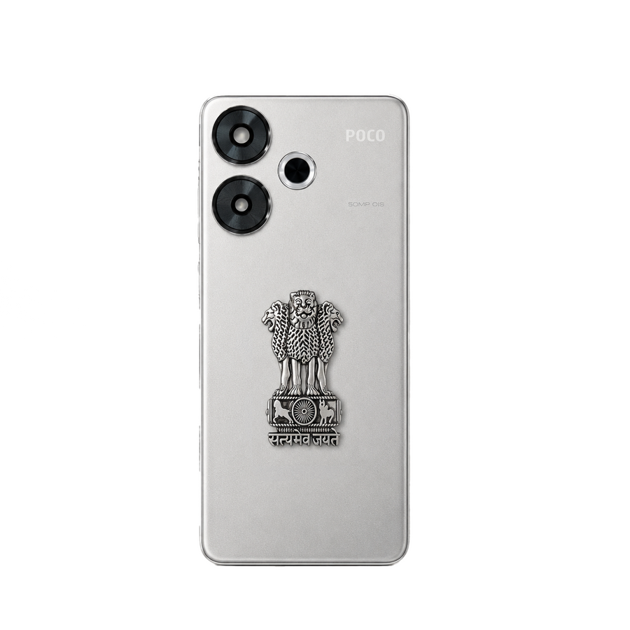 POCO F6 5G Compatible Satyamev Jayate 3D Metal Emblem Sticker