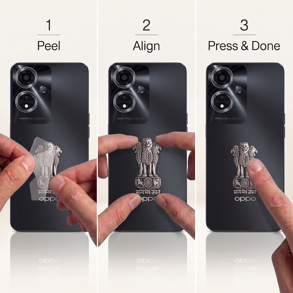 Oppo A59 5G Compatible Satyamev Jayate 3D Metal Emblem Sticker