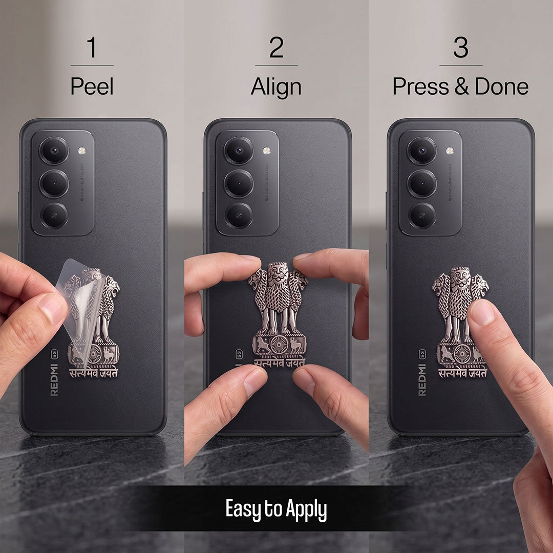 Redmi 15 5G Compatible Satyamev Jayate 3D Metal Emblem Sticker