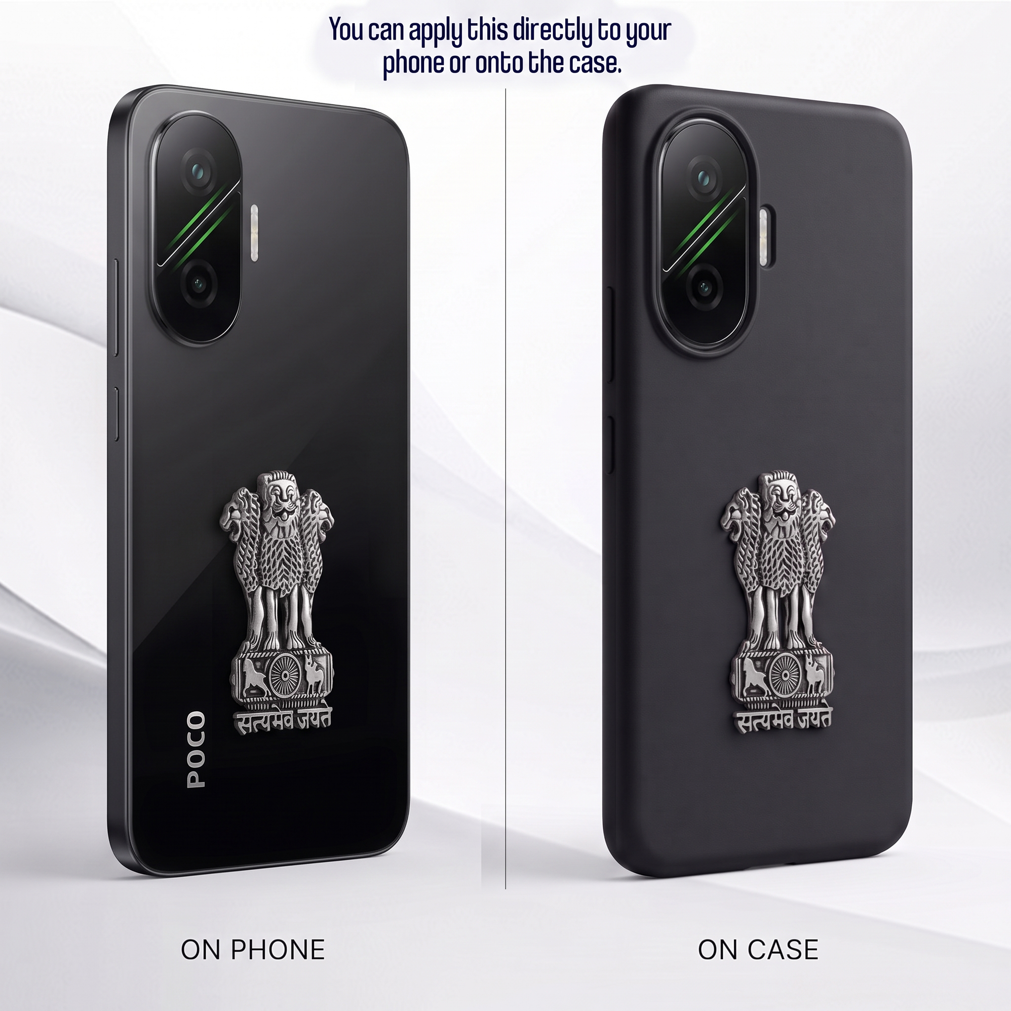 POCO F7 5G Compatible Satyamev Jayate 3D Metal Emblem Sticker