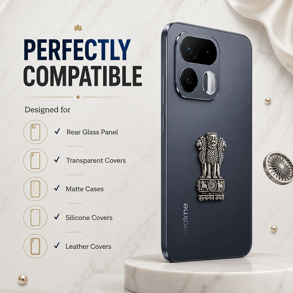 Realme 16T 5G Compatible Satyamev Jayate 3D Metal Emblem Sticker