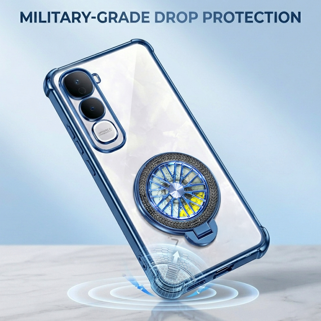Vivo Y400 Pro 5G Premium Stress Buster Wheel Rotating Shockproof Airbags Case
