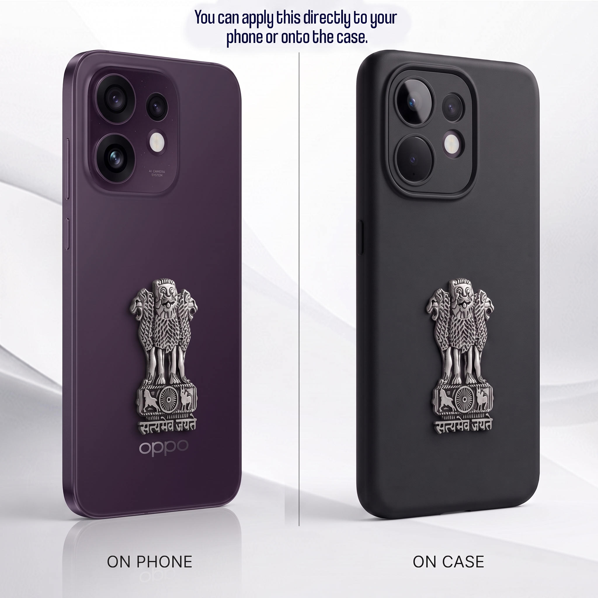 Oppo Reno 16 5G Compatible Satyamev Jayate 3D Metal Emblem Sticker