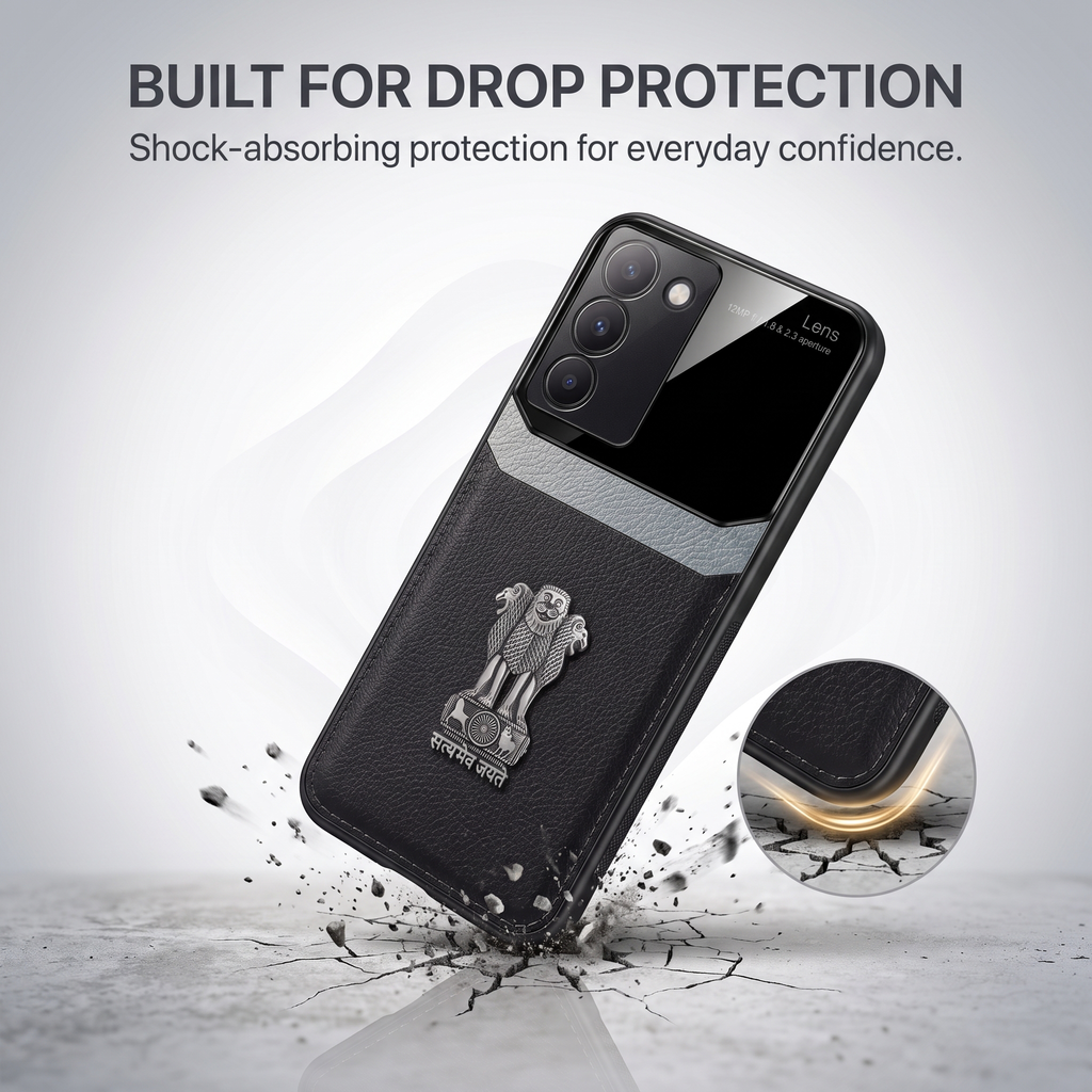 Vivo Y200e 5G Satyamev Jayate 3D Metal Leather Back Case