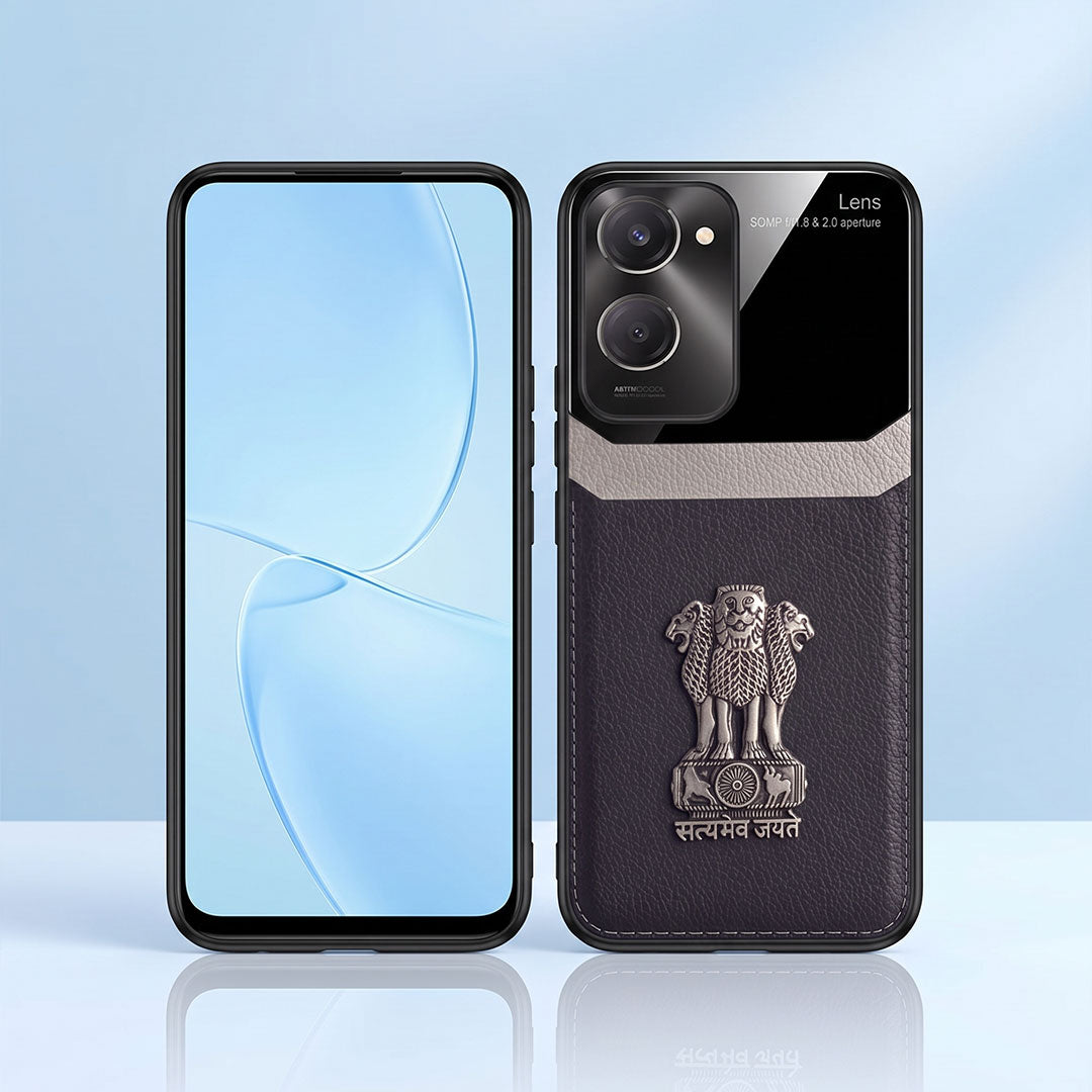 Vivo Y28s 5G Satyamev Jayate 3D Metal Leather Back Case