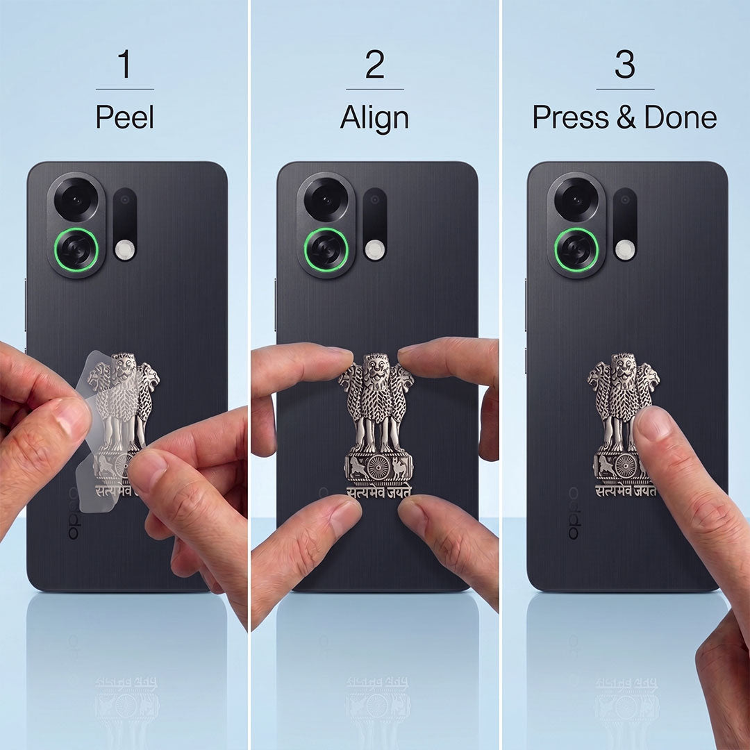 Oppo K13 Turbo Pro 5G Compatible Satyamev Jayate 3D Metal Emblem Sticker
