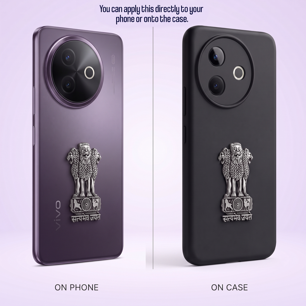 Vivo Y39 5G Compatible Satyamev Jayate 3D Metal Emblem Sticker
