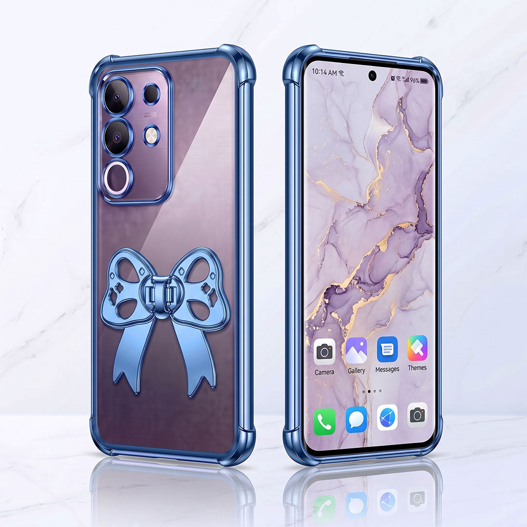 Vivo T4x 5G Stylish Bow Knot Stand Transparent Shockproof Airbag Phone Case