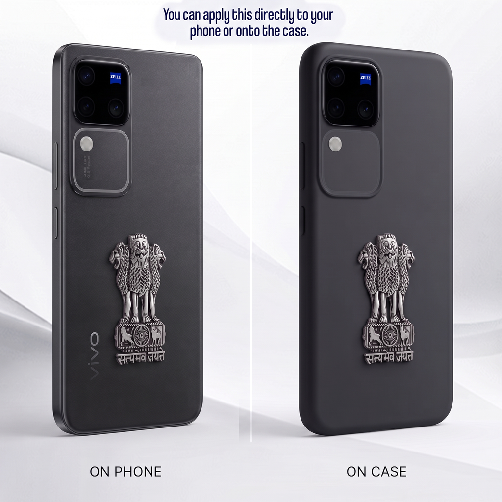 Vivo V30 Pro 5G Compatible Satyamev Jayate 3D Metal Emblem Sticker