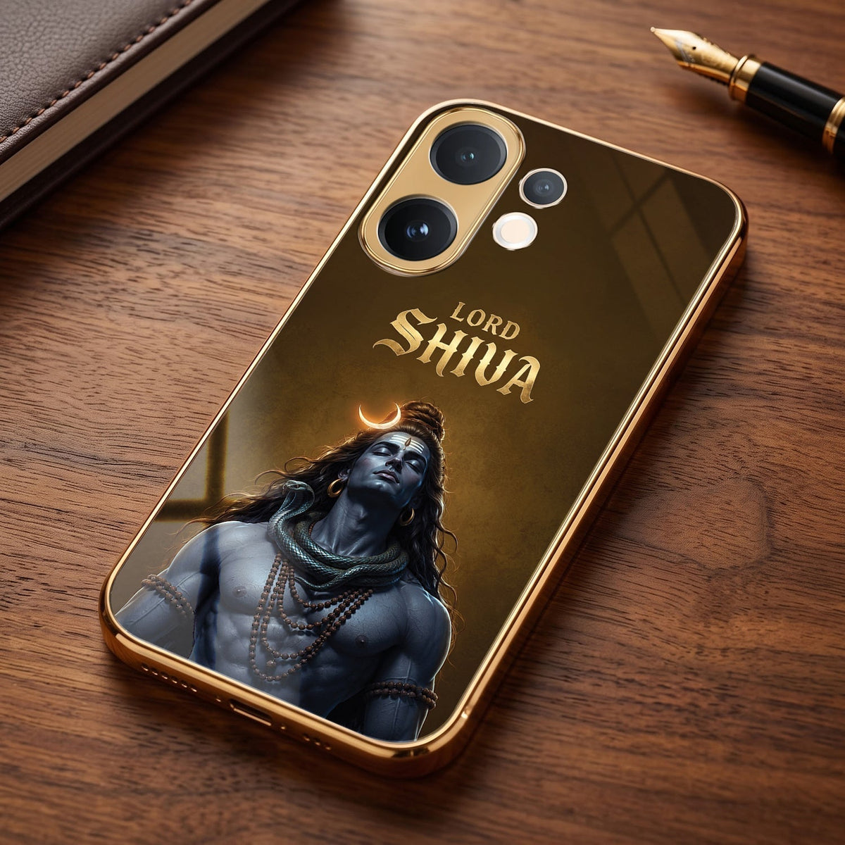 Vivo V60e 5G Lord Shiva Gold Electroplated Glass Phone Back Case