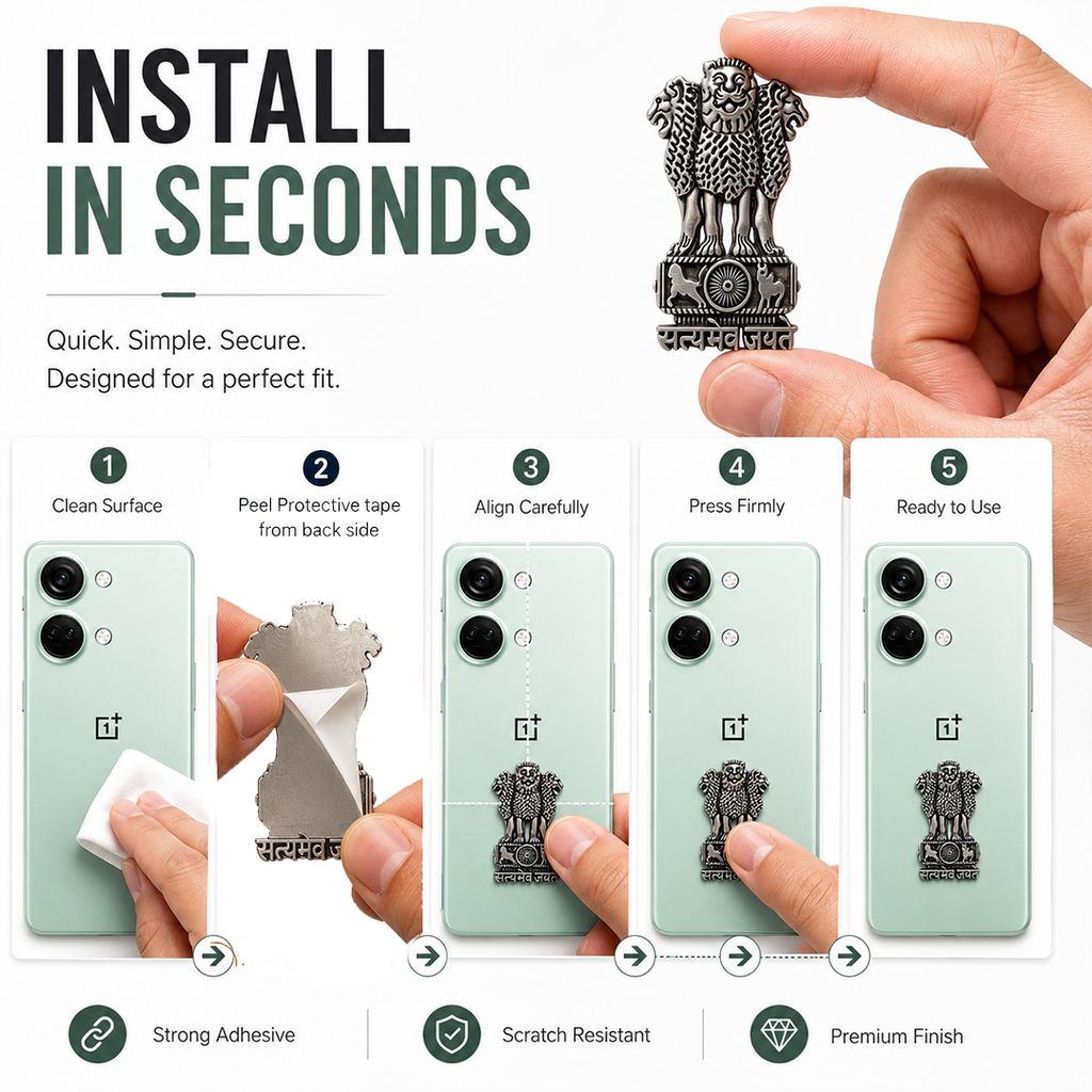 OnePlus Nord 3 5G Compatible Satyamev Jayate 3D Metal Emblem Sticker