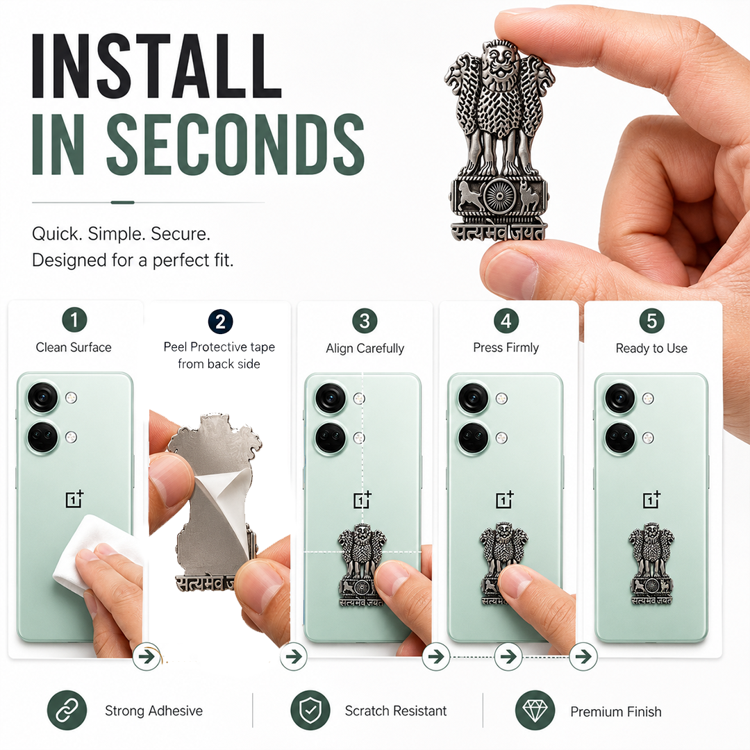 OnePlus Nord 3 5G Compatible Satyamev Jayate 3D Metal Emblem Sticker